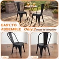 thumbnail image 5 of Lacoo Metal Dining Chair Indoor-Outdoor Use Stackable Classic Trattoria Chair Chic Dining Bistro Cafe Side Metal Chairs Set of 4 (Black), 5 of 7
