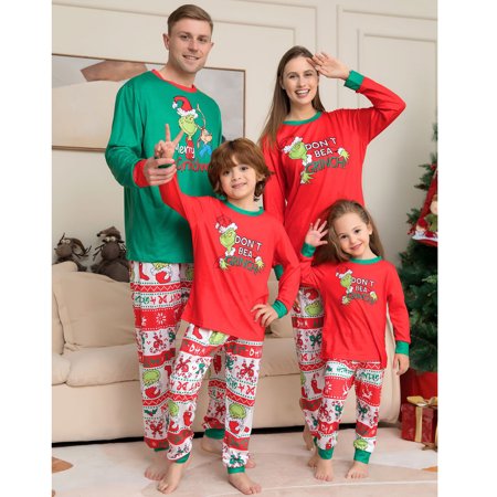 

Gr1nch Pajamas - Family Christmas Pajamas Set Green Gr1nch Print Shirt