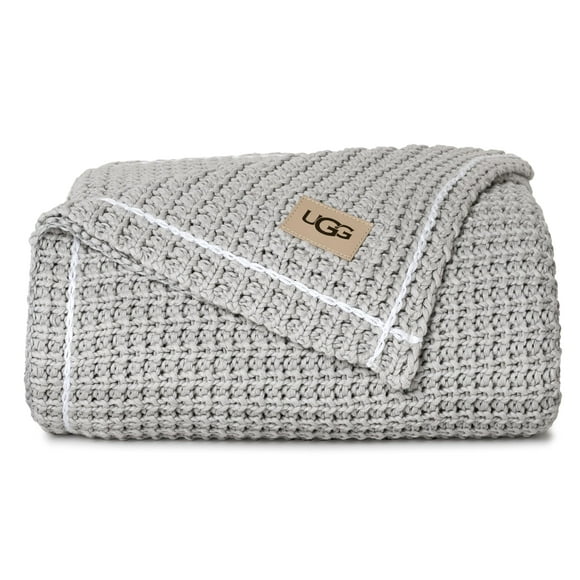 UGG Luna Knit Blanket Throw Cotton Chunky Soft Throw for Couch or Bed Cozy Warm Waffle Giftable Lightweight Blanket for Living Ro