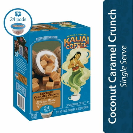 Kauai Coffee Coconut Caramel Crunch K-Cup Coffee Pods, Medium Roast, 24 Ct