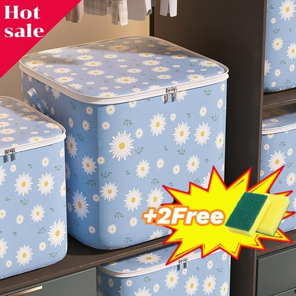 Tupukom Large Storage Bags Foldable Storage Box,Non-woven Zipper Storage Bag Moving Quilt Storage Basket Travel Large-capacity Clothing Storage Bag on