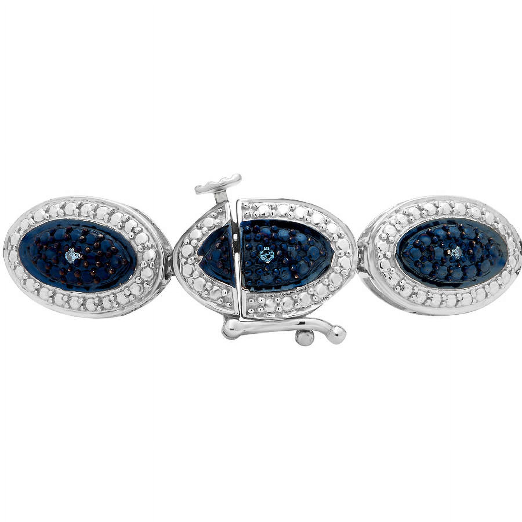 1/10 Carat T.W. Round Blue Diamond Sterling Silver Fashion Bracelet, 7"