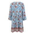 thumbnail image 4 of Pedort Summer Dresses Short Sleeve Flounce Shirred Ruffle Hem Dresses Blue,L, 4 of 4