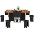 thumbnail image 2 of Uforic 7 Pieces Folding Dining Table Set with 6 Chairs, 67'' Drop Leaf Table Set with Storage Racks & Wheels，Multifunction Table Extension Dinner Table Set for 6 Peoples for Small Space, Brown, 2 of 11