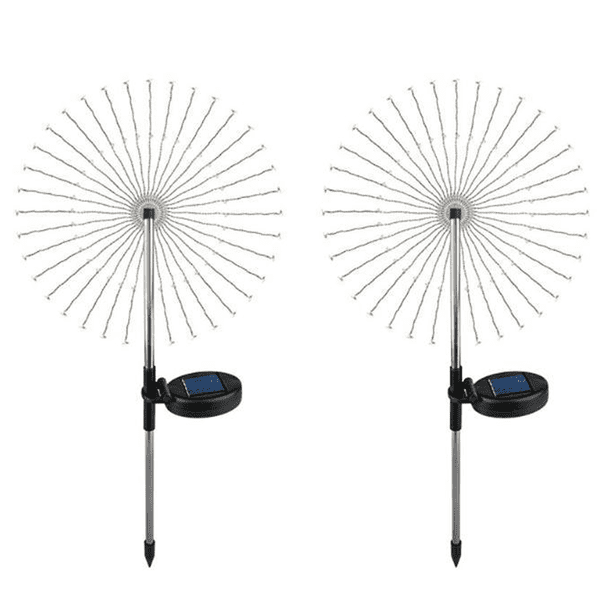 Paquete de 2 120 luces LED solares para fuegos artificiales, 8 modos de luces de estaca Starburst, para festivales de bodas Zhivalor CPB-US-DYP880-3