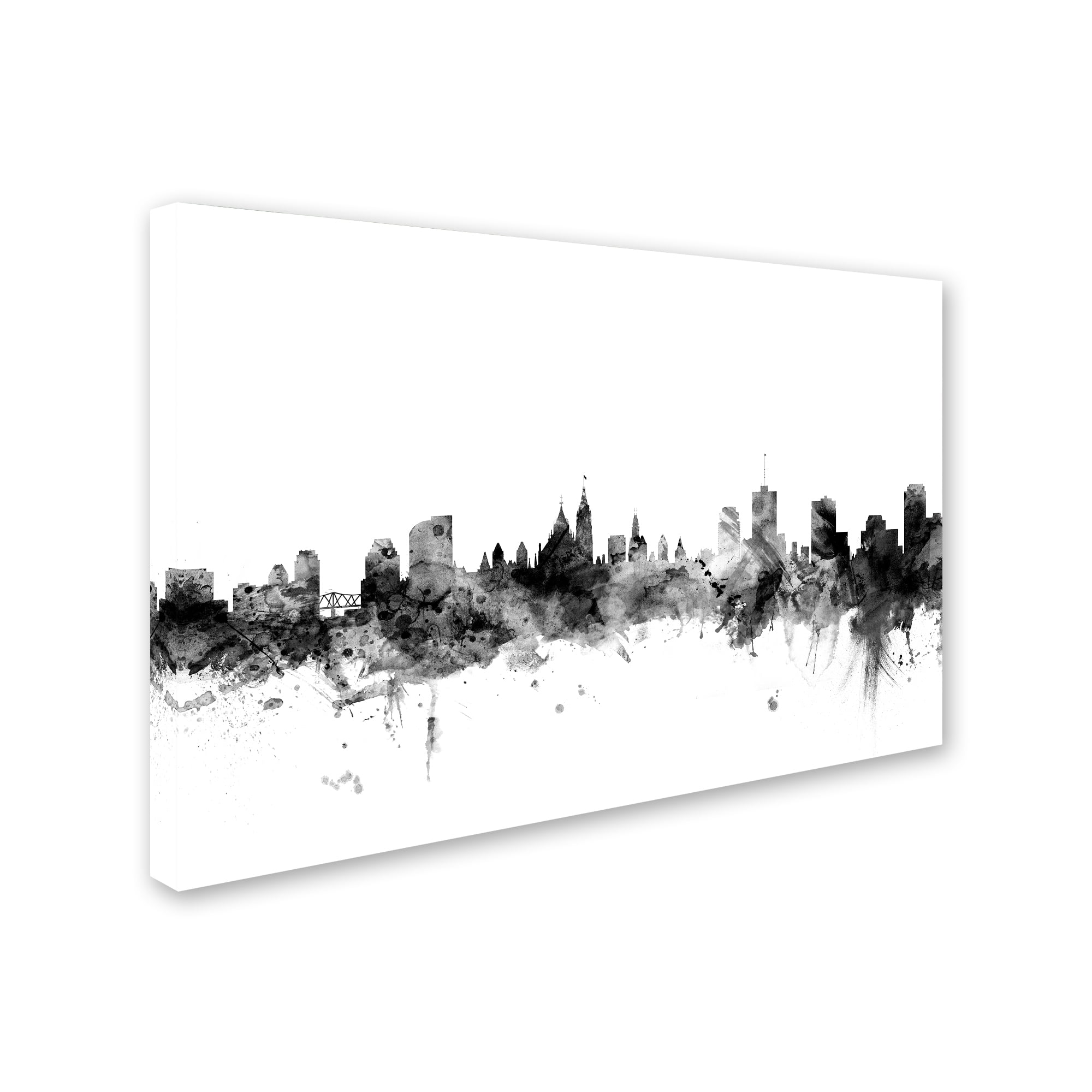 "Ottawa Canada Skyline B&W" Canvas Art by Michael Tompsett