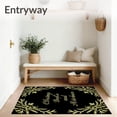thumbnail image 3 of ODIKA 6'x9' Machine Washable Non-Slip Area Rug, Festive with Stylized Holly and Miniature Pine Needle Sprays High Traffic Rug with Pad, Black, 733385, 3 of 8