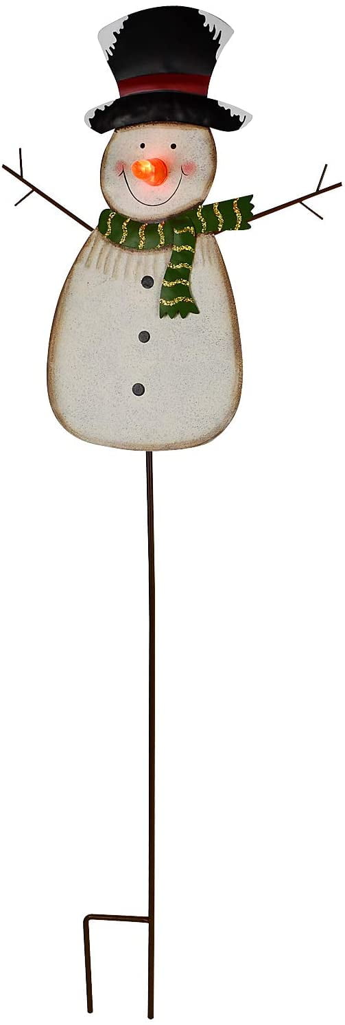 Christmas Snowman Garden Stake Decor Snowman Decoration, Outdoor Metal