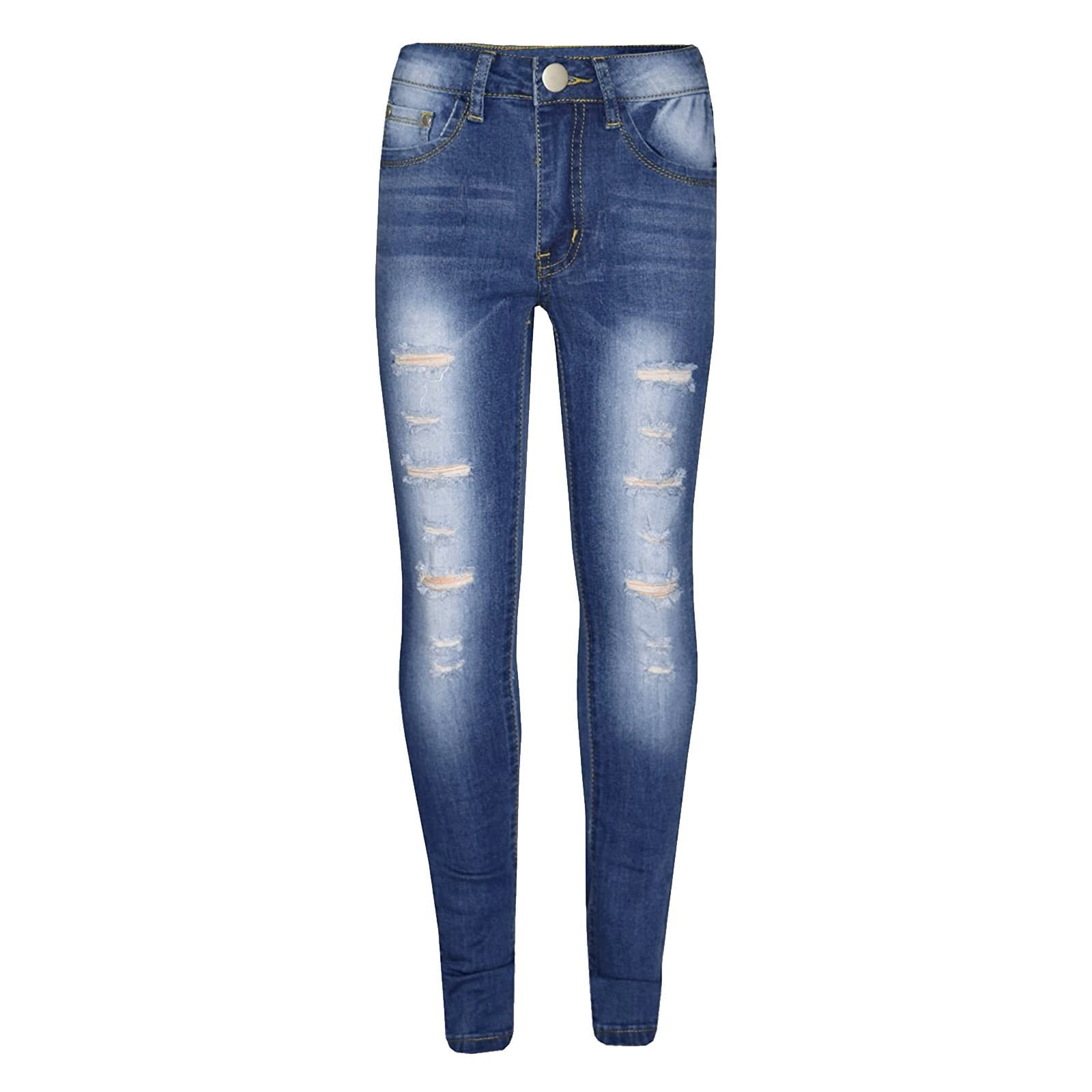 jovati 3 14 Years Old Childrens Fashion Tight Hole Pocket Button Zipper Long Jeans Walmart