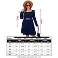 thumbnail image 5 of Women's Plus Size Ruffle Square Neck Long Sleeve Dress A Line High Waist Midi Dress with Belted, 5 of 5