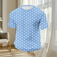 thumbnail image 6 of hlysgo Big and Tall Shorts Sleeve T Shirts for Men Comfy Crewneck Waffle Knit Shorts Casual Polka Dot Graphic Tees Summer Tops Light Blue,Size XXXXL, 6 of 7