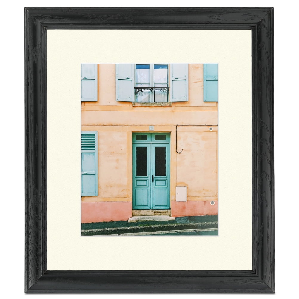 ArtToFrames 22x28 Matted Picture Frame with 18x24 Single Mat Photo Opening Framed in 1.25 Black Stain on Solid Red Oak and 2 Brilliant White Mat (FWM-4083-22x28)