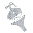 thumbnail image 1 of asdoklhq Swimsuits for Women Plus Size,Solid ColorBikini Chest Pad Swimsuit Beachwear Set, 1 of 5