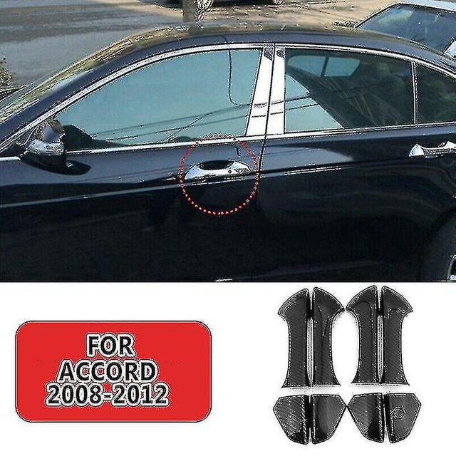 Glossy Carbon Fiber Side Door Handle Covers Trims For 2008-13 Accord Sedan Hy