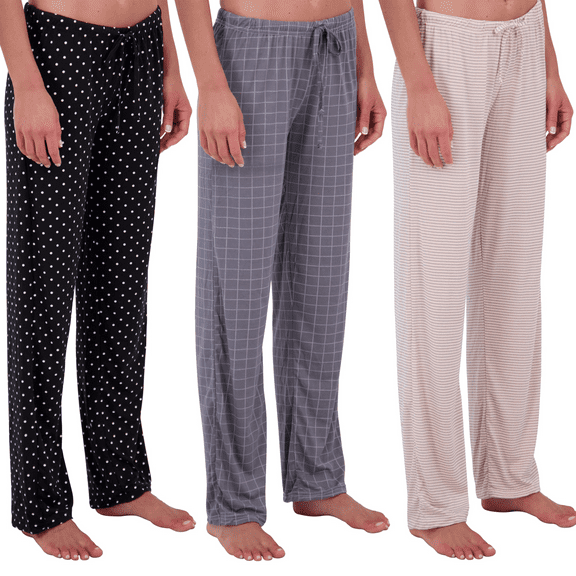 SOMER 3 Pack Womens Pajama Pants Pj Bottom Cotton Ultra-Soft Comfy Lounge Drawstring Sleepwear Pants