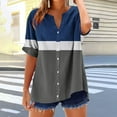 thumbnail image 5 of ATENAR T Shirts for Women Loose Summer Tops for Women Short Sleeve Tee Blue L, 5 of 5