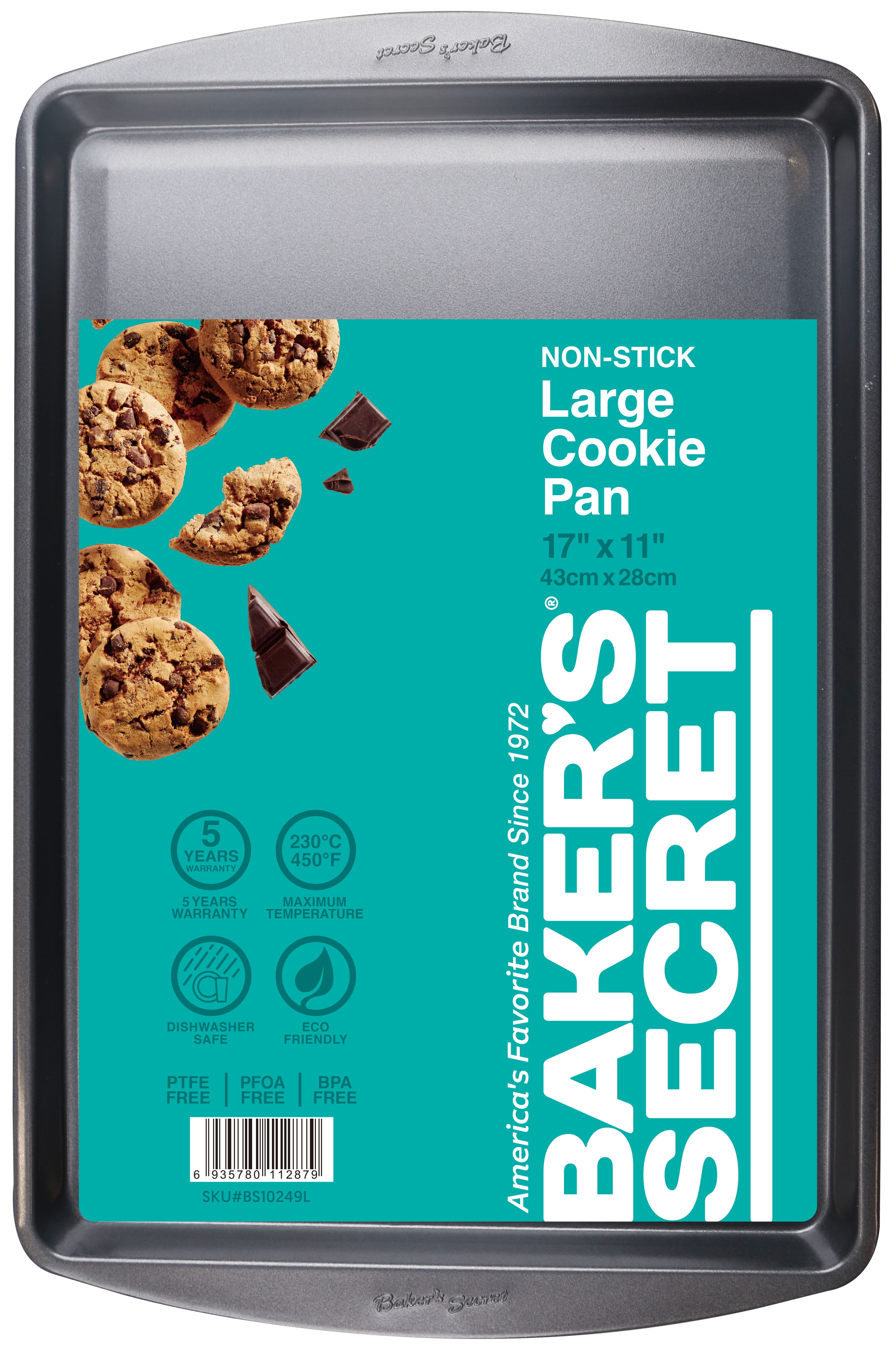 (3 pack) Baker's Secret 11" x 17" Nonstick Carbon Steel Large Cookie Sheet, Gray