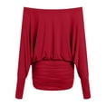 thumbnail image 4 of zaveiop Women's off The Shoulder Mini Dress Long Sleeve Ruched Sheer Bodycon Going out Dresses (Red, XS), 4 of 8