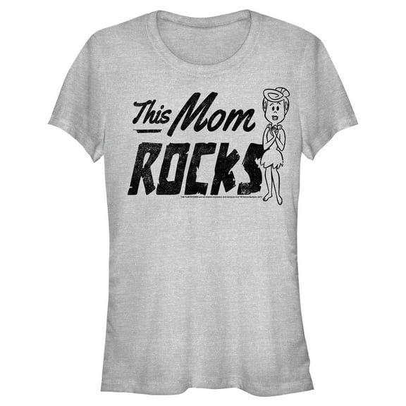 Junior's Flintstones This Mom Rocks  Graphic Tee Athletic Heather Large
