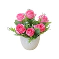 thumbnail image 2 of Rosa Artificial En Maceta: Arreglo Floral Artificial Realista En Maceta Blanca para Centro de Mesa En El Hogar, Oficina, Sala de Estar y Decoración de Bodas., 2 of 6