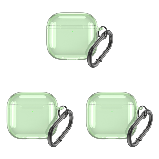 Funda Protectora Transparente Con Mosquetón TPU para Airpods 4 (Transparente) Verde