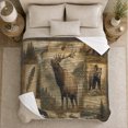 thumbnail image 5 of Rustic Wildlife Collage, Peaceful Mountain Lake Scene, Warm Flannel Blanket for Cabin and Lodge with Detailed Artwork, Outdoor Lovers Valentine's Day Gift, Rustic Home Decor, 5 of 9