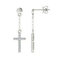 thumbnail image 3 of aaXia 10K White Gold Diamond Accent Cross Dangle Stud Earrings, 3 of 5
