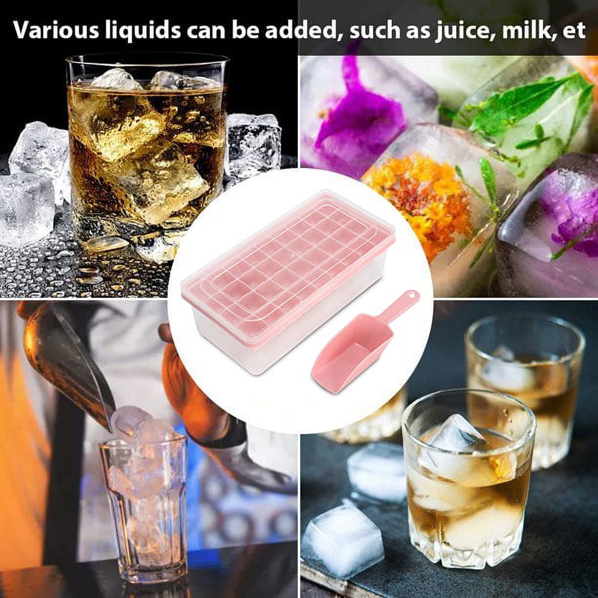 Ice Cube Tray With Lid And Storage Bin For Freezer,36/72 2-3cm Ice
