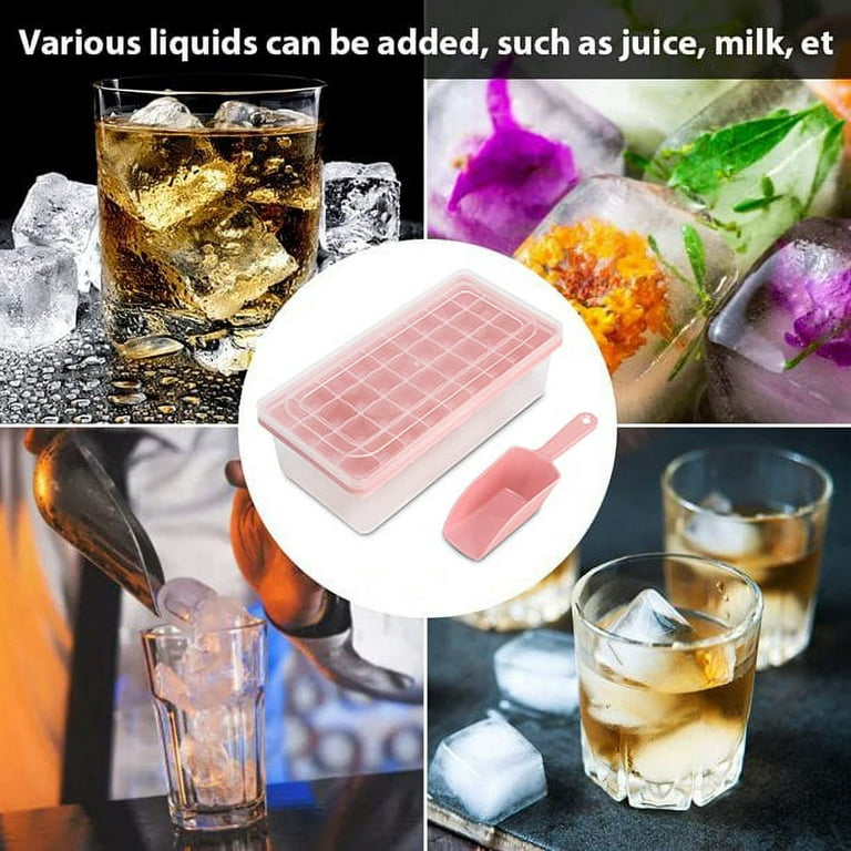 Ice Cube Tray With Lid and Bin, 36 Mini Nuggets Ice Tray For Freezer, Comes with Ice Container, Scoop and Cover