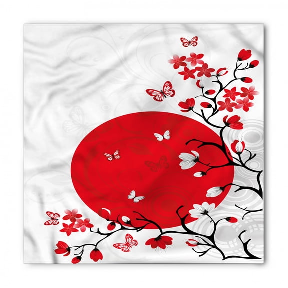Japanese Bandana, Cherry Sakura Trees, Unisex Head and Neck Tie, by Ambesonne