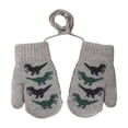 thumbnail image 1 of Kids Winter Thermal Gloves Double Layer Fleece Lined Acrylic Fiber Dinosaur Pattern Cold Weather Hand Warmers, 1 of 4
