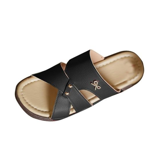 Hopeusnice Wedges Shoes for Women Thick-Soled Platform Wedge Heel Breathable Soft Trendy Women's Wedges Shoes PU Materials Summer Shoes Non-Slip Open Toe Sandals Slip-Resistant Walking Shoes Black 42