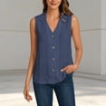 thumbnail image 3 of Chiffon Tank Tops for Women Summer V Neck Collared Button Up Loose Sleeveless Shirt Dressy Casual Work Blouse Vest Tops, 3 of 8