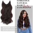 thumbnail image 3 of GFDYREE Invisible Wire Hair Extensions, Dark Brown 20 Inch Long Wavy Hair Extension with Secure Clips, Chocolate Brown Natural Curly Hairpieces for Women, 3 of 6