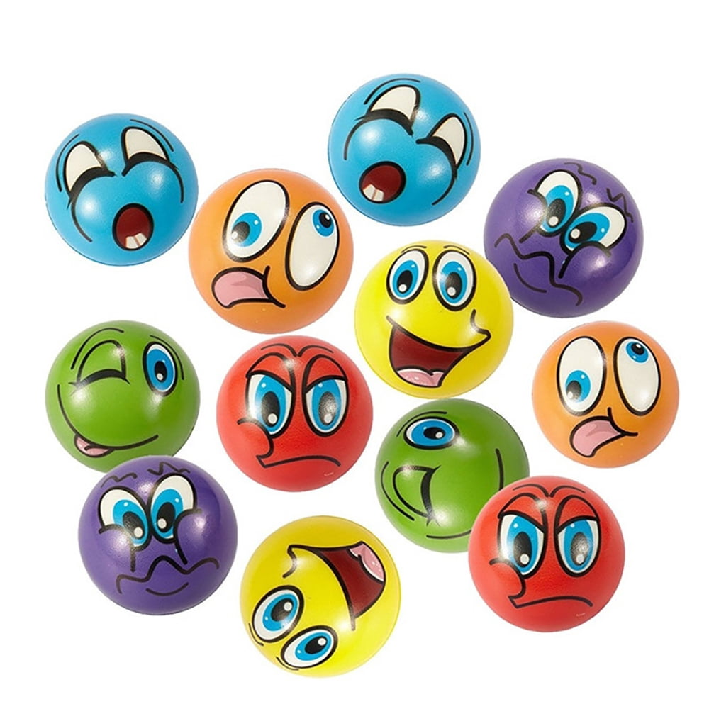 PlayWorld Mini Emoji Soft Foam Stress Balls (24 Balls Per Box)