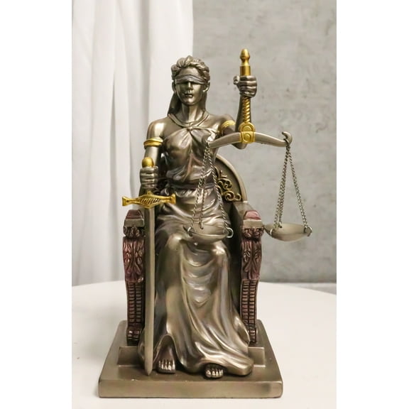 Seated Lady Justice Statue 8"Tall Greek Goddess La Justica Dike Figurine