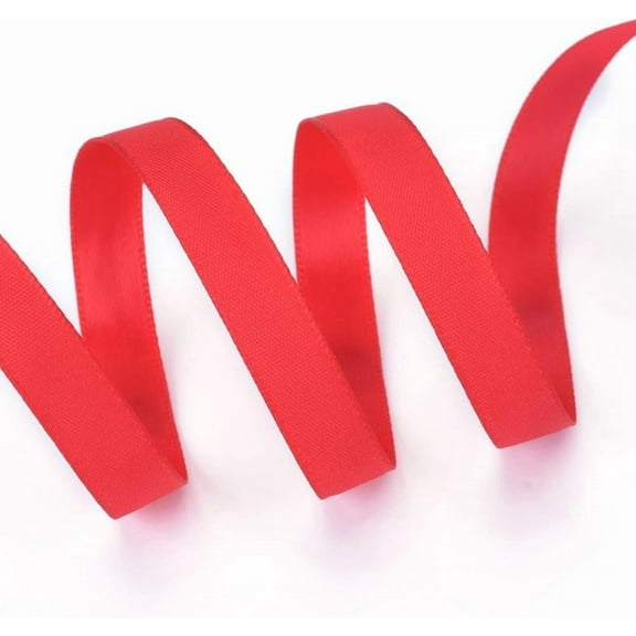 1 Roll Single Face Polyester Satin Ribbon for Gift Packing Party Decorate Jewelry Accessories Red 3/8 inch(10mm) 20yards(18.288m) for DIY