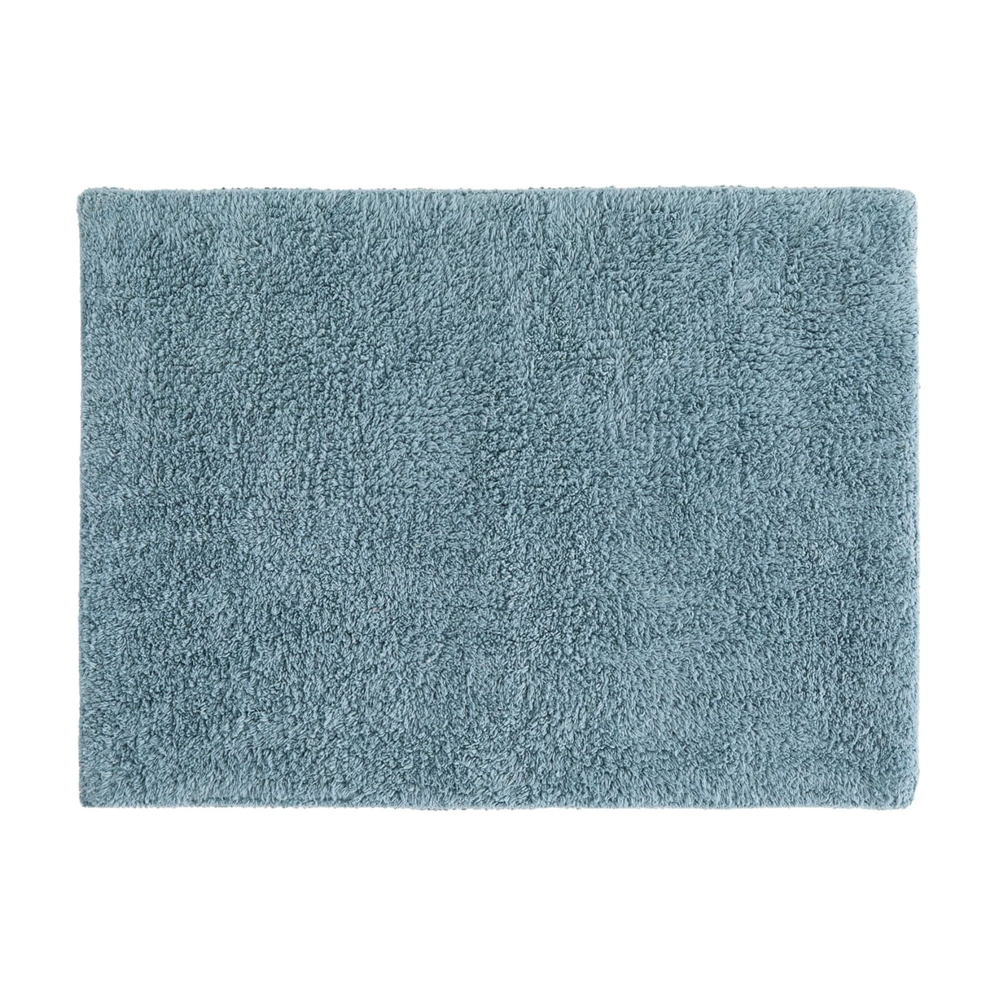 Noble Linens Reversible Dual-Texture Cotton Bath Mat, 24 in x 17 in, Light Blue