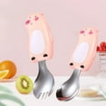 thumbnail image 2 of Opolski 2Pcs/Set Kid Spoon Food Grade Cartoon Pattern Stainless Steel Cutlery Spoon Fork Set for Home, 2 of 8