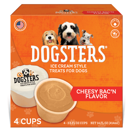 Dogsters Cheesy Bac'n Flavor Ice Cream Style Treats for Dogs, 14 oz, 4 Cups (Frozen)