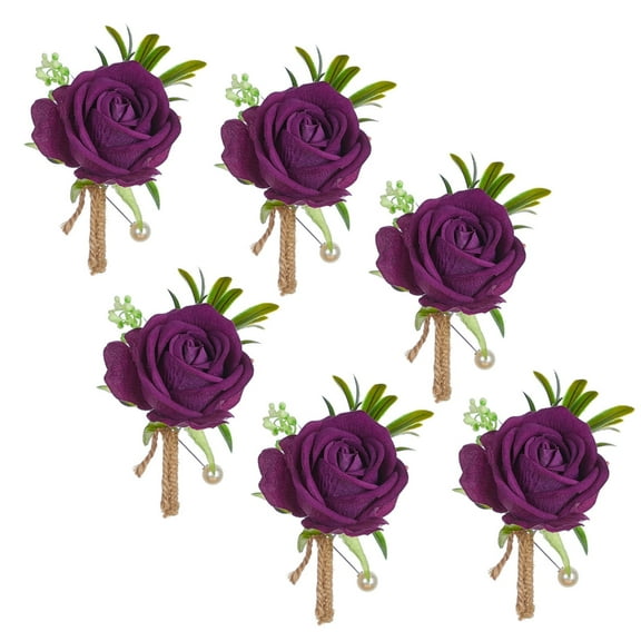BQBQERT 6Pcs Wrist Rose Corsages for Wedding Ceremony Anniversary Proms Party, Rose Boutonniere for Bride and Proms Party Suits