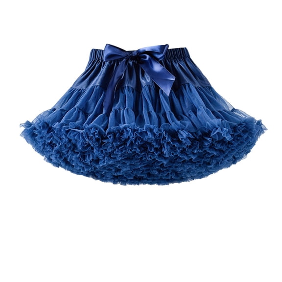 LNZGNM Mardi Gras Multi-Layer Petticoat with Bow Elastic Waist Above Knee Skirts Princess Puffy Pettiskirt for Costume, Blue, L