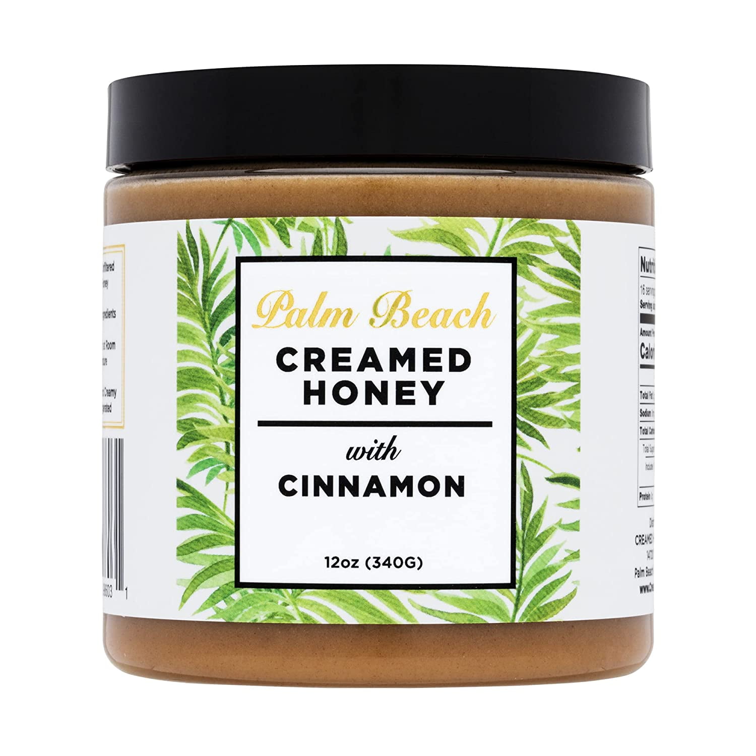 Palm Beach Creamed Honey with Cinnamon, Whipped Natural Wildflower Honey, Kosher Certified, 12 Ounces