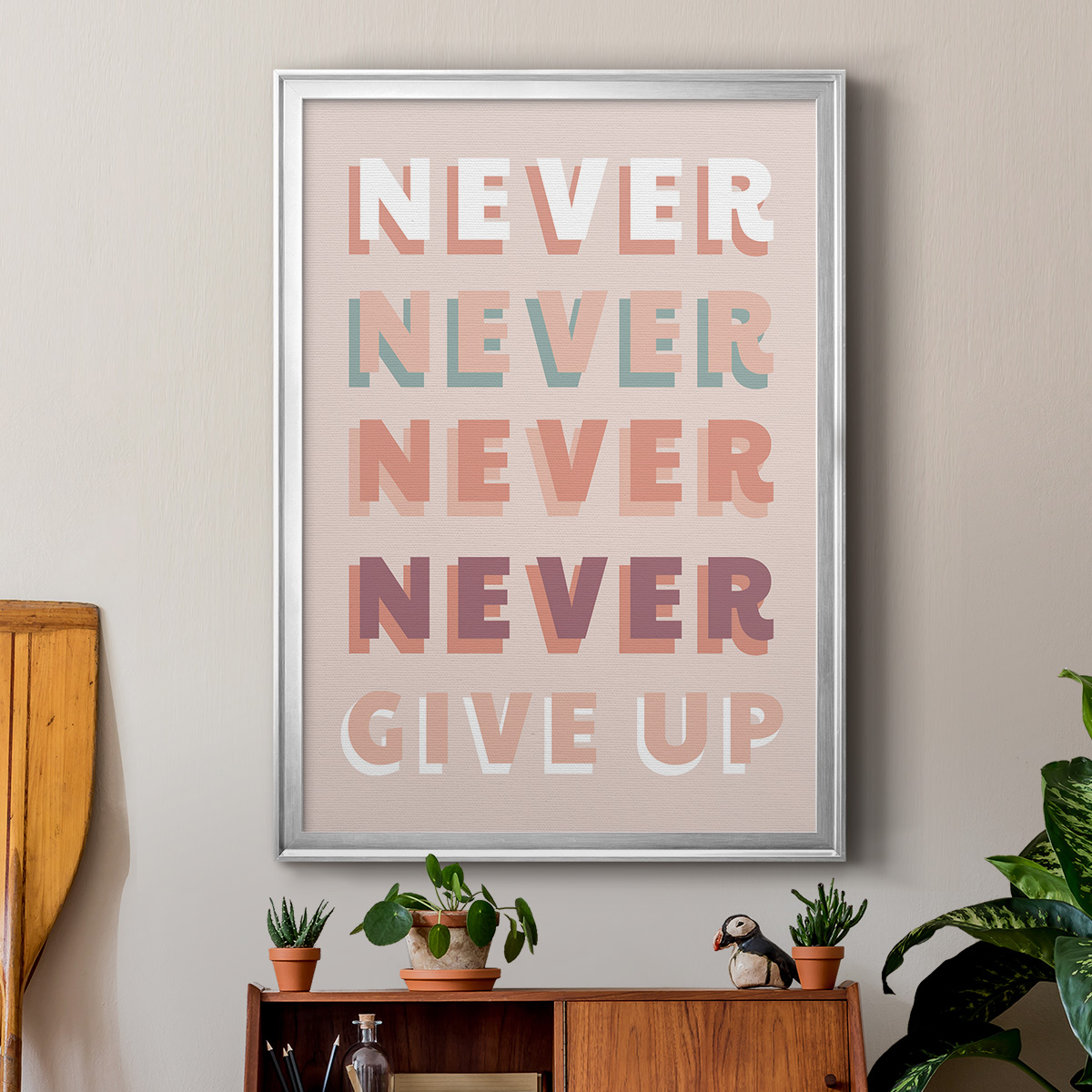 Never Give Up Premium Framed Print - Ready to Hang