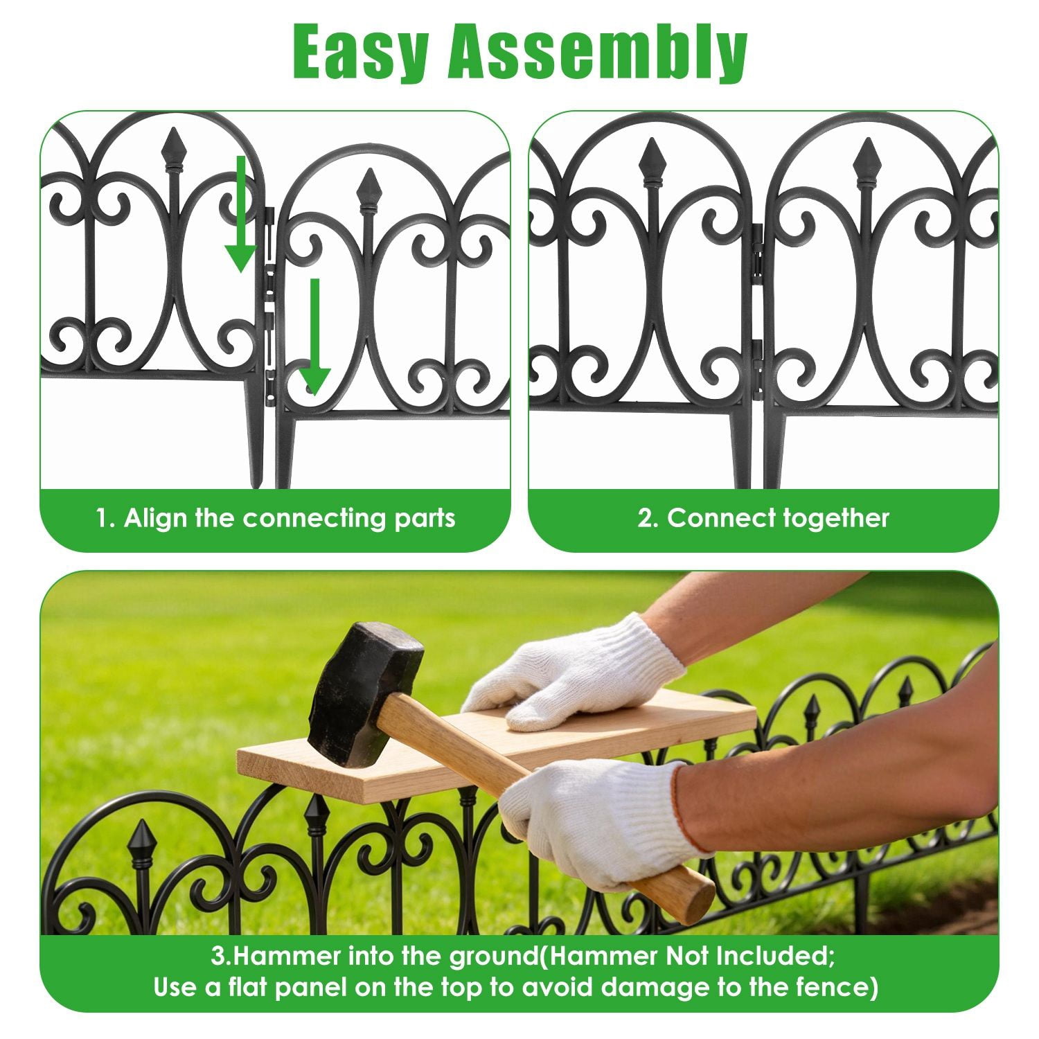 10 Pack Flexible Garden Edging, 19.3FT Interlocking PP Landscape Border with Angle Adjustable Panels, Weather Resistant No Dig Lawn Fence for Flower Bed Pathway Yard Decor