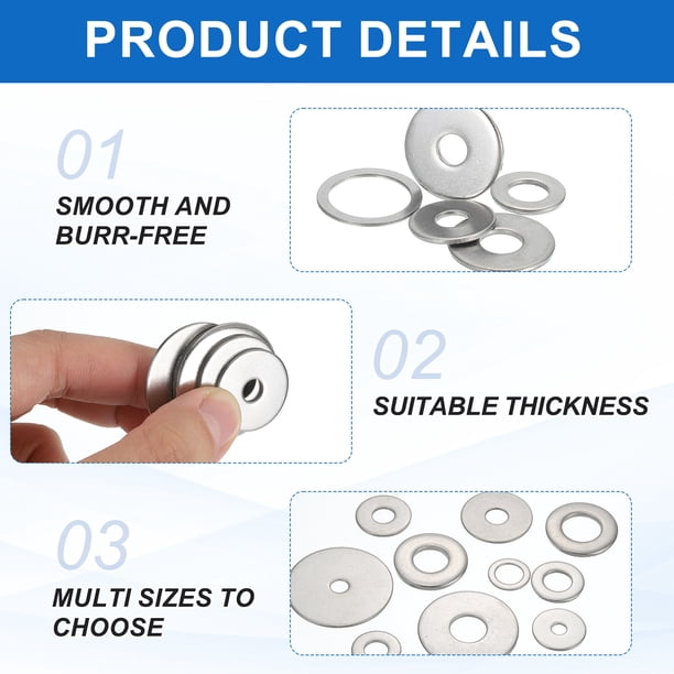 Hmevsafinect 40-Pack M6 X 18mm X 1.5mm Large Flat Washers – 304 Stainless Steel, Rust-Resistant, Plain Finish