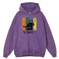 thumbnail image 3 of Sudadera con capucha retro desgastada con diseño de gato negro y cuchillo para hombre, moda de gran tamaño, cálida, 100 % algodón, ropa de calle, sudadera holgada, 3 of 4