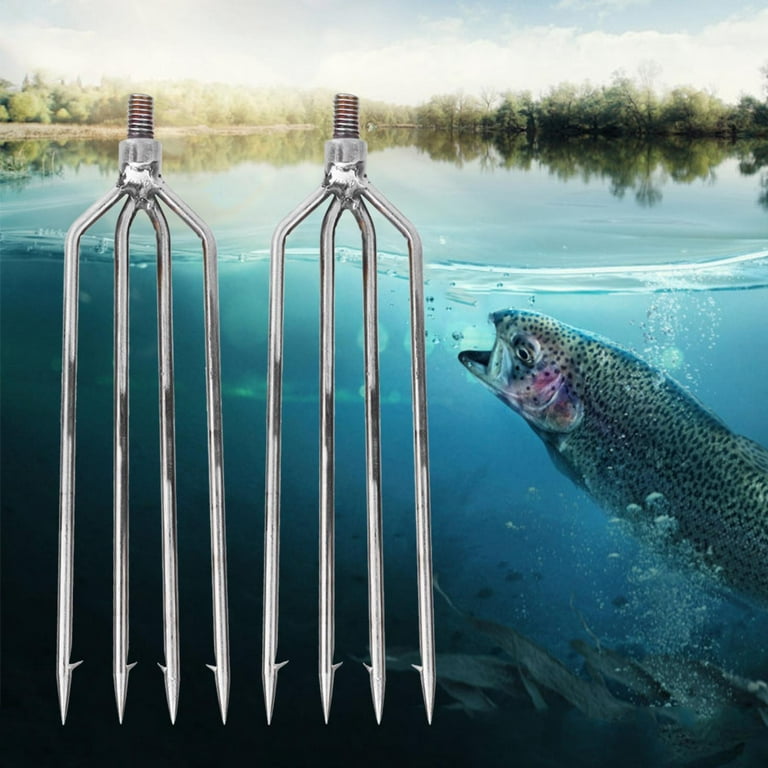 Ymiko Fishing Harpoon,2 Pcs Stainless Steel 4 Prongs Harpoon Gig Gaff Hook  Barb Fish Spear For Outdoor Fishing Tackle,Fishing Gig 
