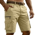 thumbnail image 4 of XFeng Men Black Cargo Shorts Zipper Button Pockets Loose Knee‑Length Casual Outdoor Shorts, 4 of 6
