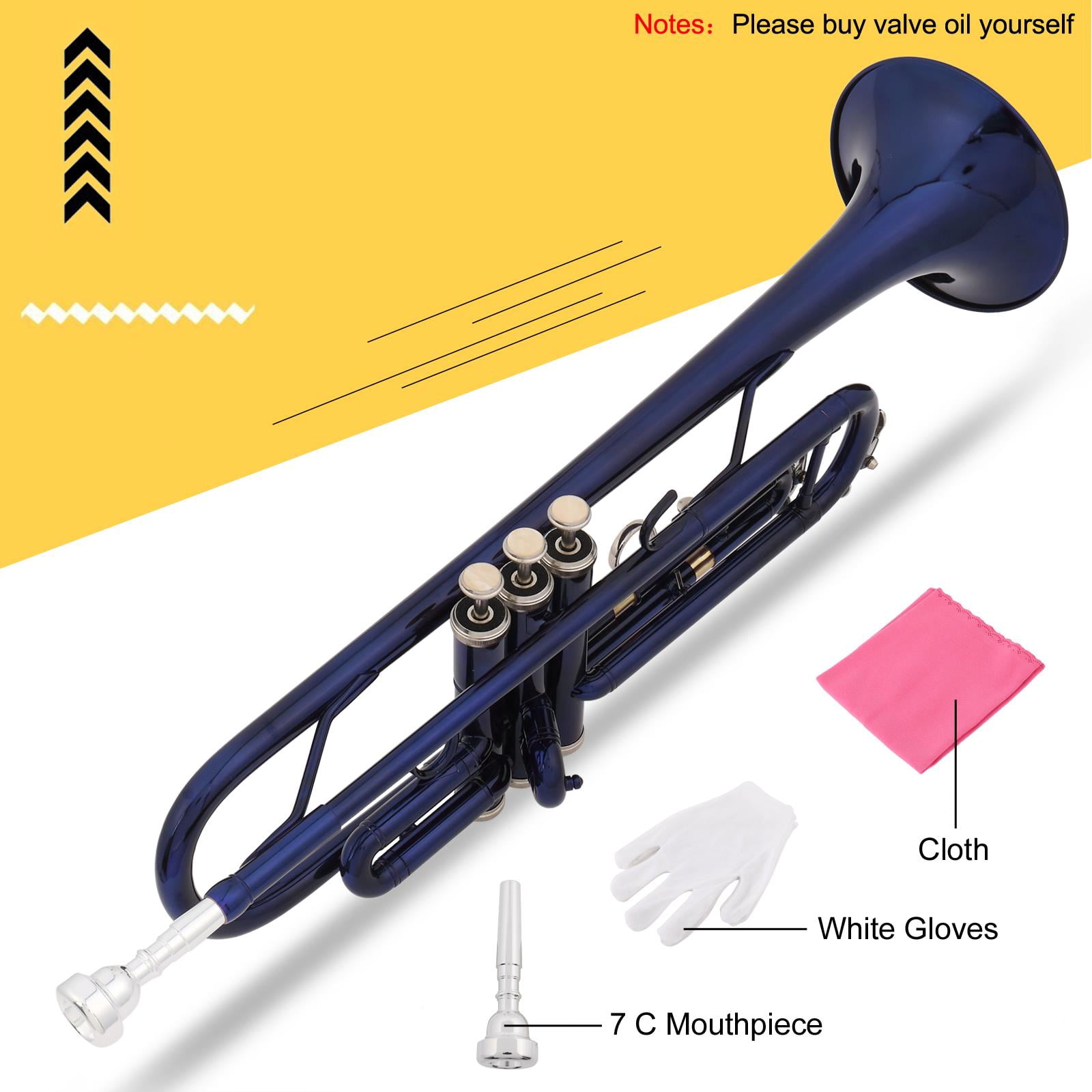 Winado Bb Beginner School Band Trumpet with Mouthpiece Case for Student